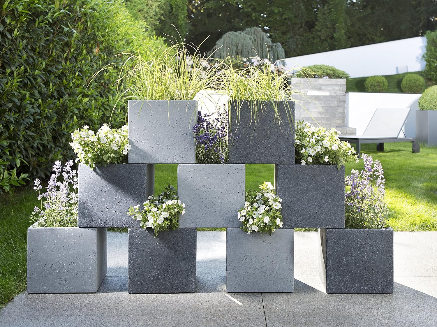 Scheurich C-Cube Planter, Plastic, Stony Black, 29x29 cm, Höhe 27 cm - Image 5