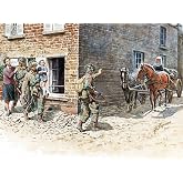 Master Box Models 1/35 "France 1944" - 5 Figures Set (3 U.S. Paratroopers, A Girl, Mother And Nun) With 2 Horses And French Telega