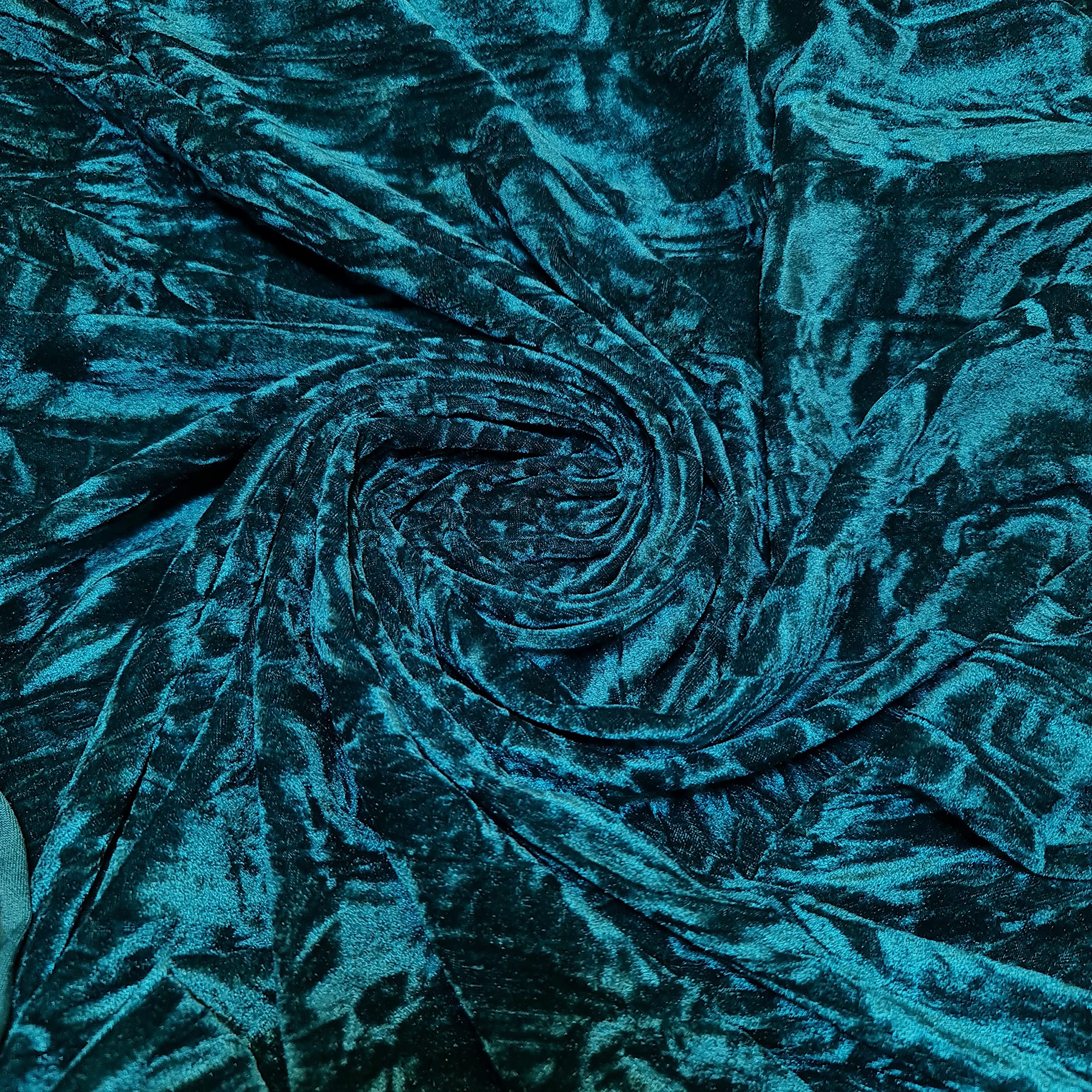 Textile Station Premium Quality Marble Crushed Velvet Medium Weight Stretch Fabric Material 58" Wide Available in 26 Colours (Teal)