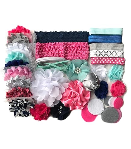 thumbnail image 2 of Felt Flower Headband Materials Bowtique Emilee Mini Headband DIY Kit - Makes 14 Purple & Pink Baby Headbands Scrunchie Making Kit 2 of 13