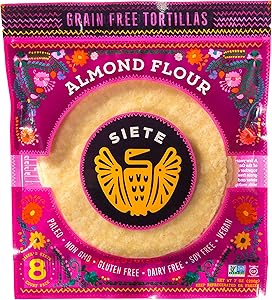 Siete Almond Flour Tortillas, 7 Ounce (Pack of 1), 8 ct (Frozen)
