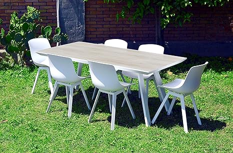 Scaramuzza Modo Tavolo Da Giardino Con Sedie Colore Bianco