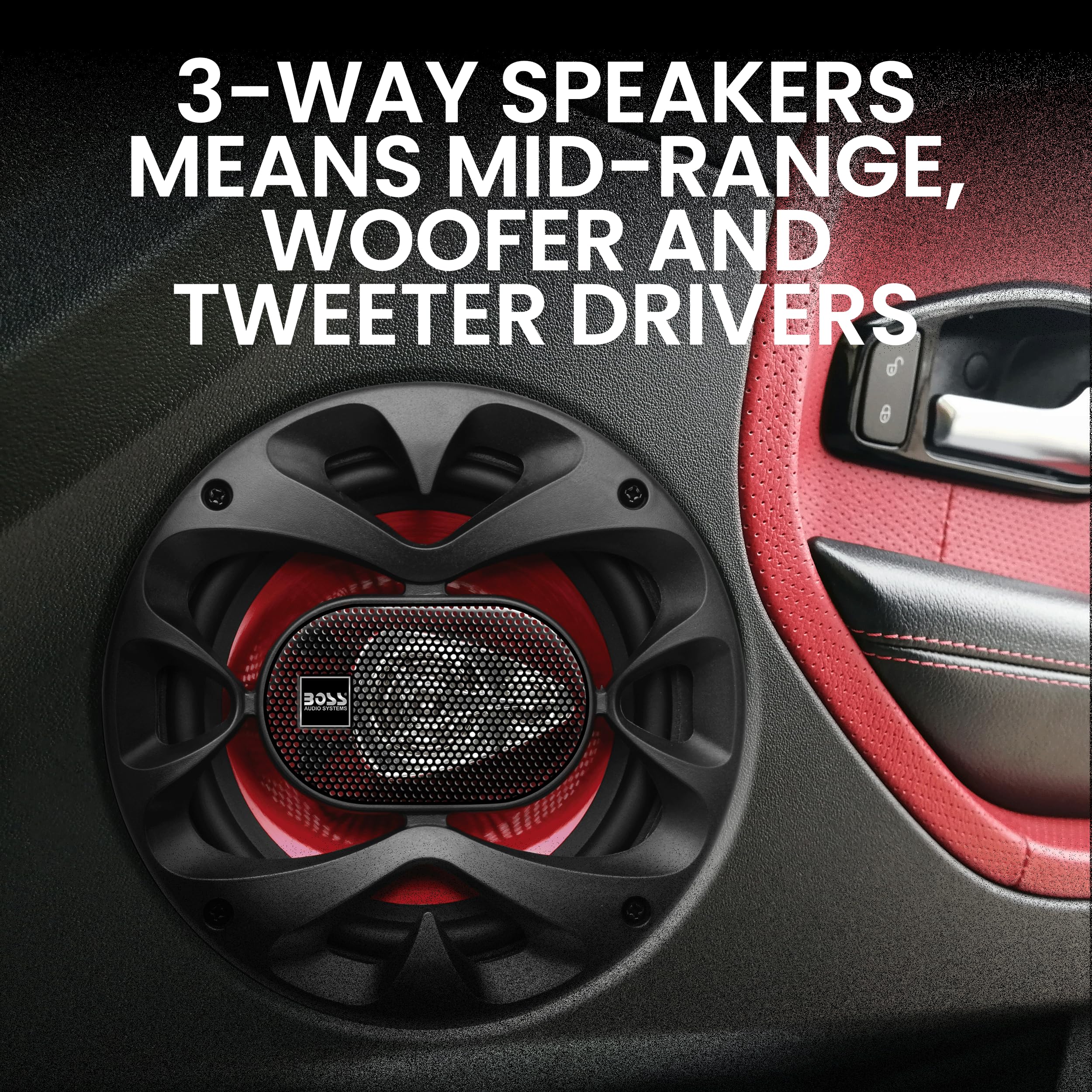 BOSS Audio Systems CH6530 Chaos Series 6.5 Inch Car Door Speakers - 300 Watts (Pair), 3 Way, Full Range, Tweeters, Coaxial, Sold in Pairs