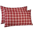 Pinzon 160 Gram Plaid Flannel Pillowcases - King, Bordeaux Plaid