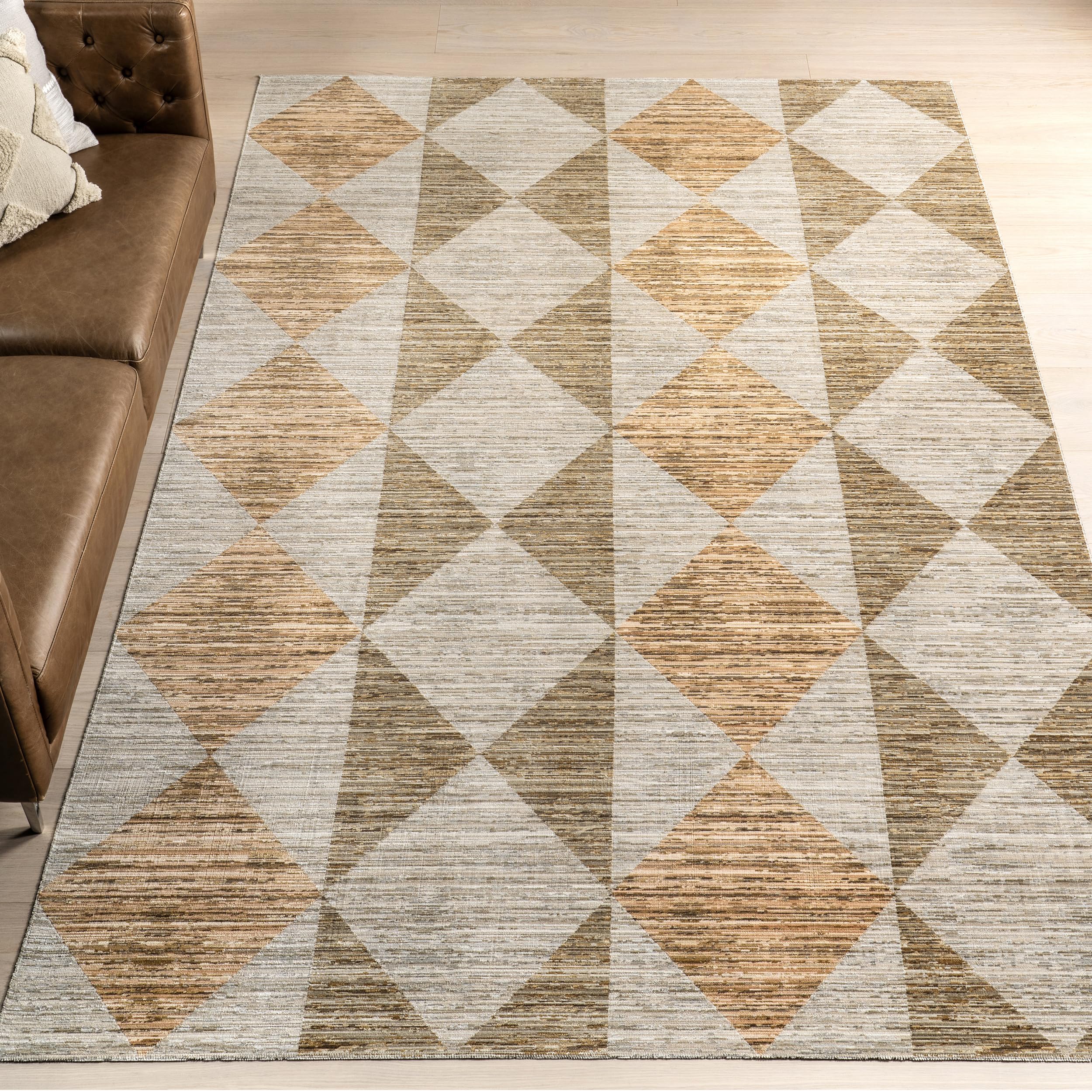 Photo 1 of nuLOOM Zayla Bohemian Machine Washable Area Rug - 6' 7" x 9' 4" Machine Washable Indoor/Outdoor Area Rug Bohemian Beige/Light Rust Rugs for Living Room Patio Deck Front Porch Kitchen