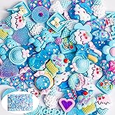 120Pcs Blue Slime Charms, Resin Flat Back Candy Charms Set, Ornament Scrapbooking DIY Crafts