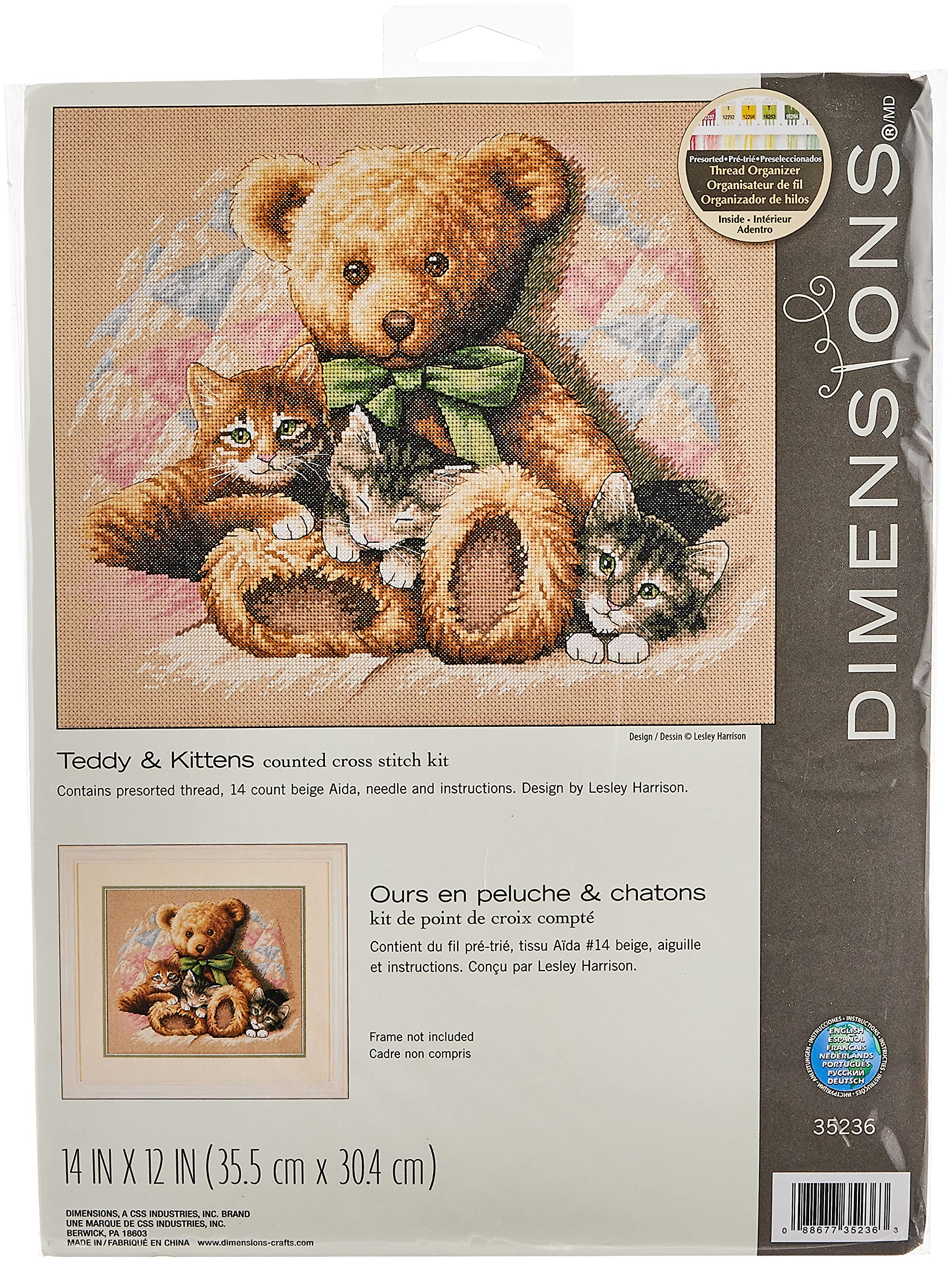 Dimensions Teddy & Kittens, Cotton, Beige