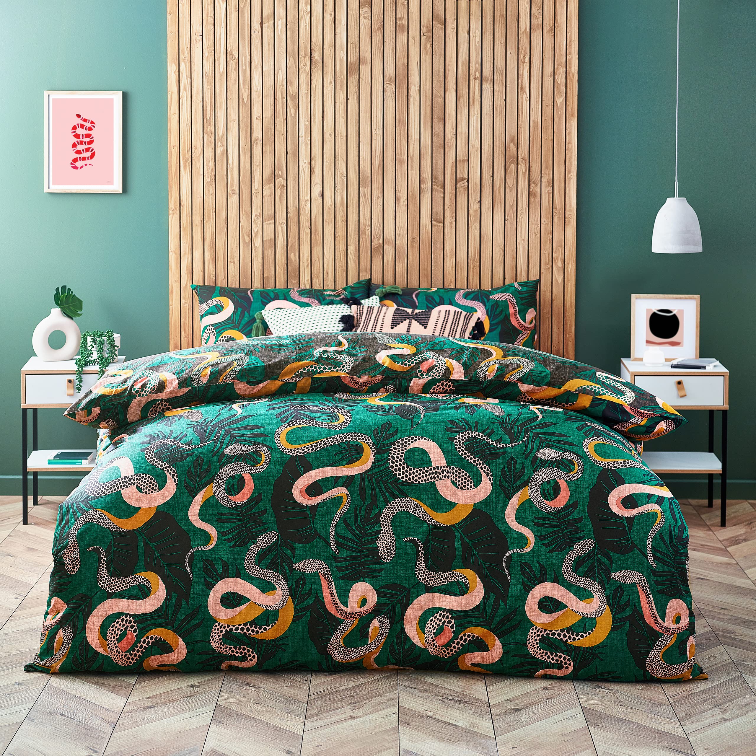 furn. Serpentine Duvet Cover Set, Juniper Green, Super King