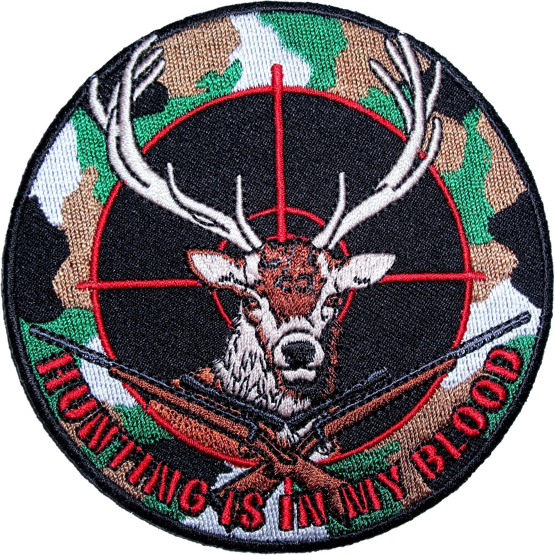 Leather Supreme Camoflauge Deer, Hunting is in My Blood Embroidered Patch