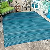 FH Home Outdoor Camping Rug - Waterproof, Fade Resistant, Reversible - Premium Recycled Plastic - Striped - Large Patio, Deck