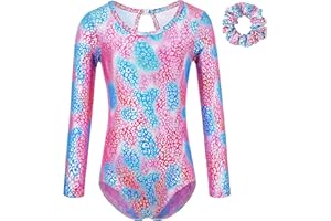 LMCOB Girls Gymnastic Leotards Long Sleeve Unicorn Mermaid Unitard Sparkly Tumbling Dance Leotards for Kids 2-10 Years