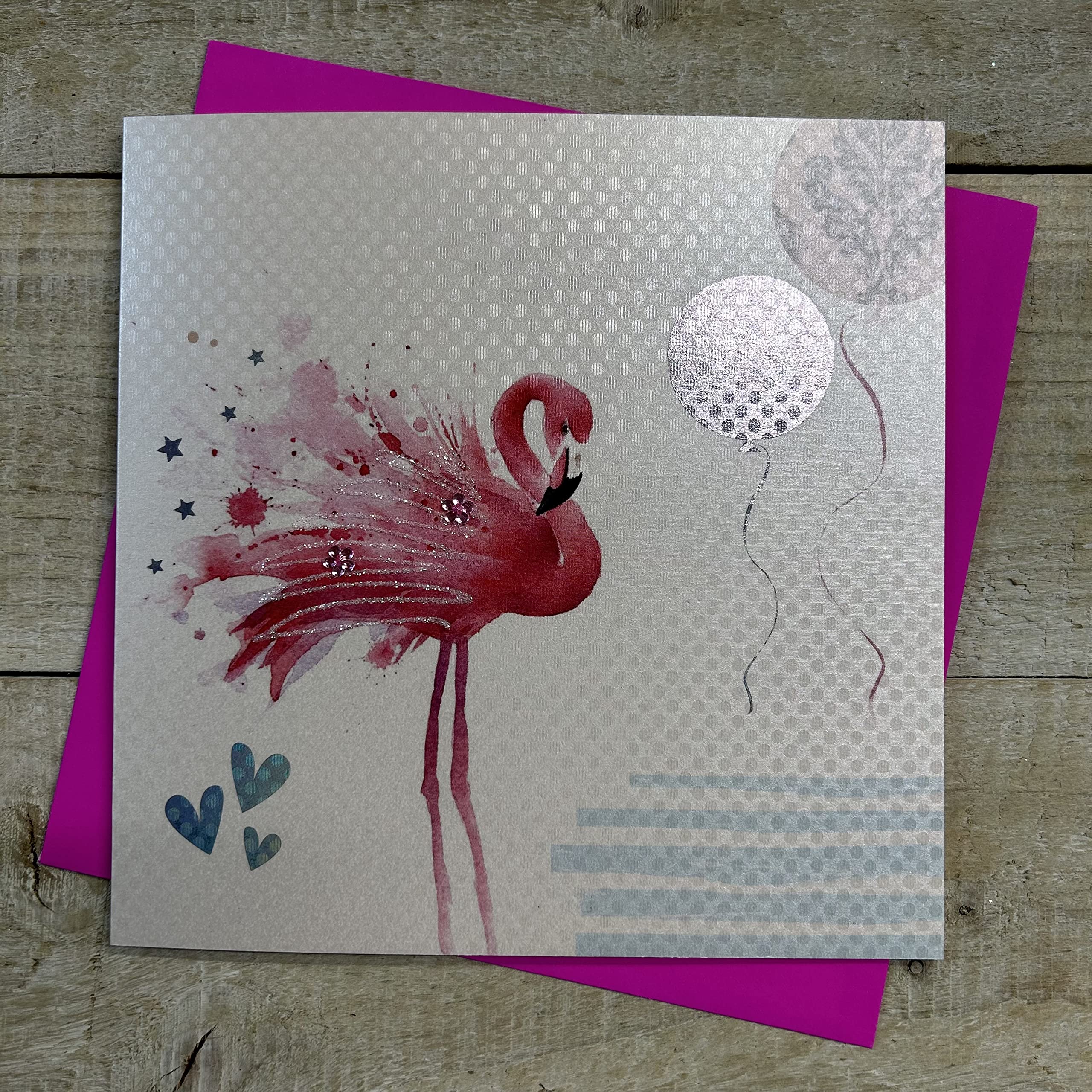 WHITE COTTON CARDS Flamingo Blank Card, Pink, PD133