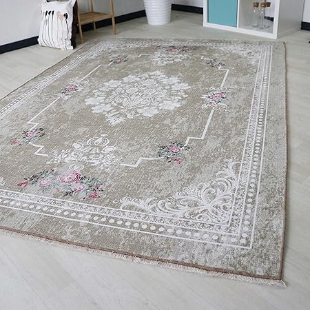 Tappeto Moderno Antiscivolo Lavabile Con Motivo Floreale E