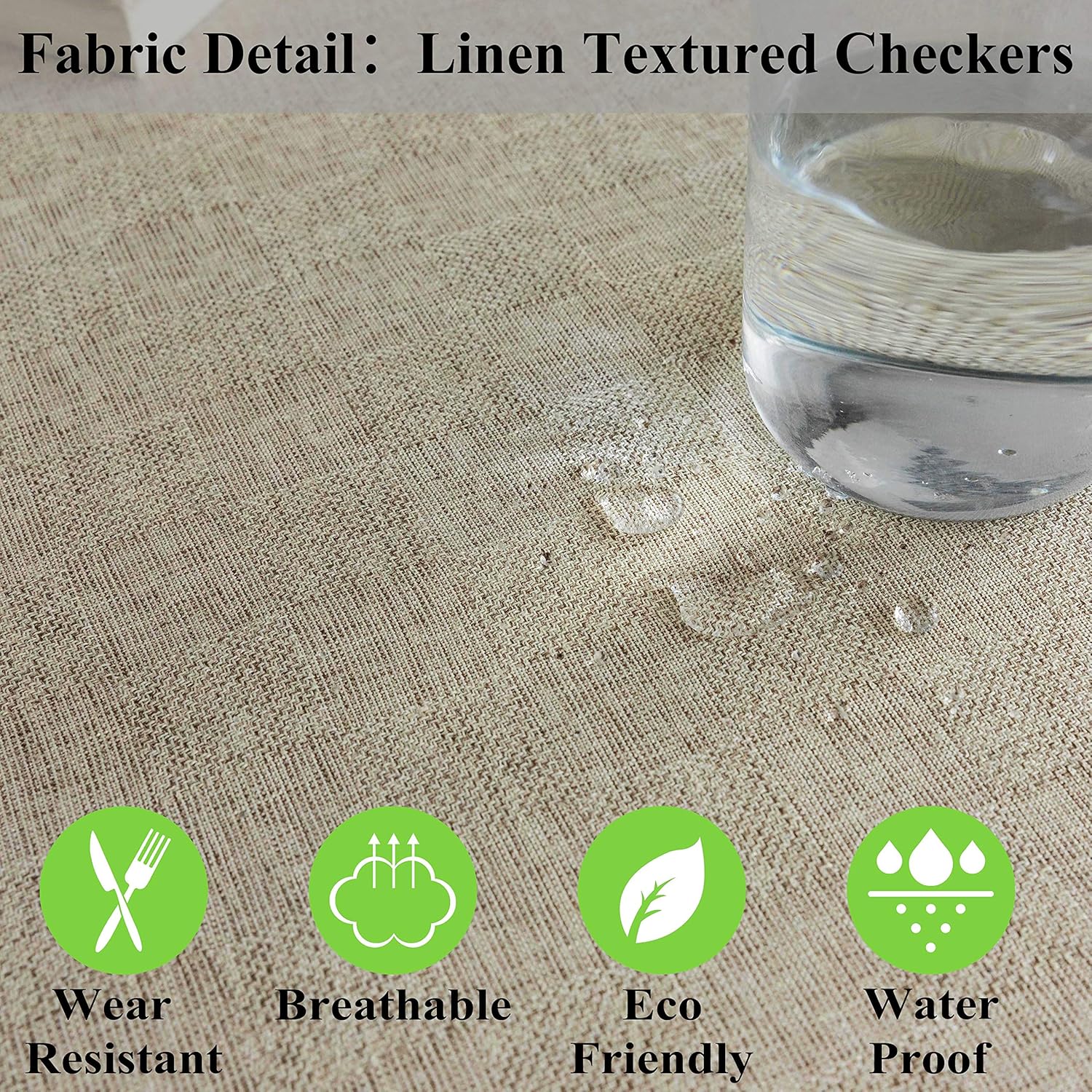 Home Brilliant Tablecloth Solid Soft Linen Farmhouse Checker Table Covers for Party Kitchen Indoor Outdoor Table Clothes for Dining Table, 52x86 inch, Natural: Furniture & Decor
