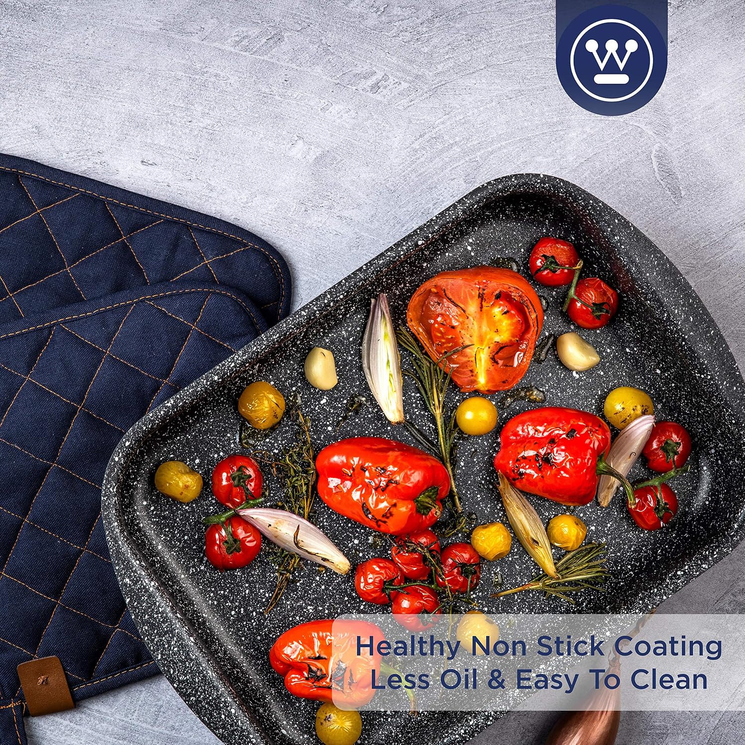 Westinghouse Roasting Tin, Casserole Dish 35 Centimeters with Black Marble Finish - Image 3