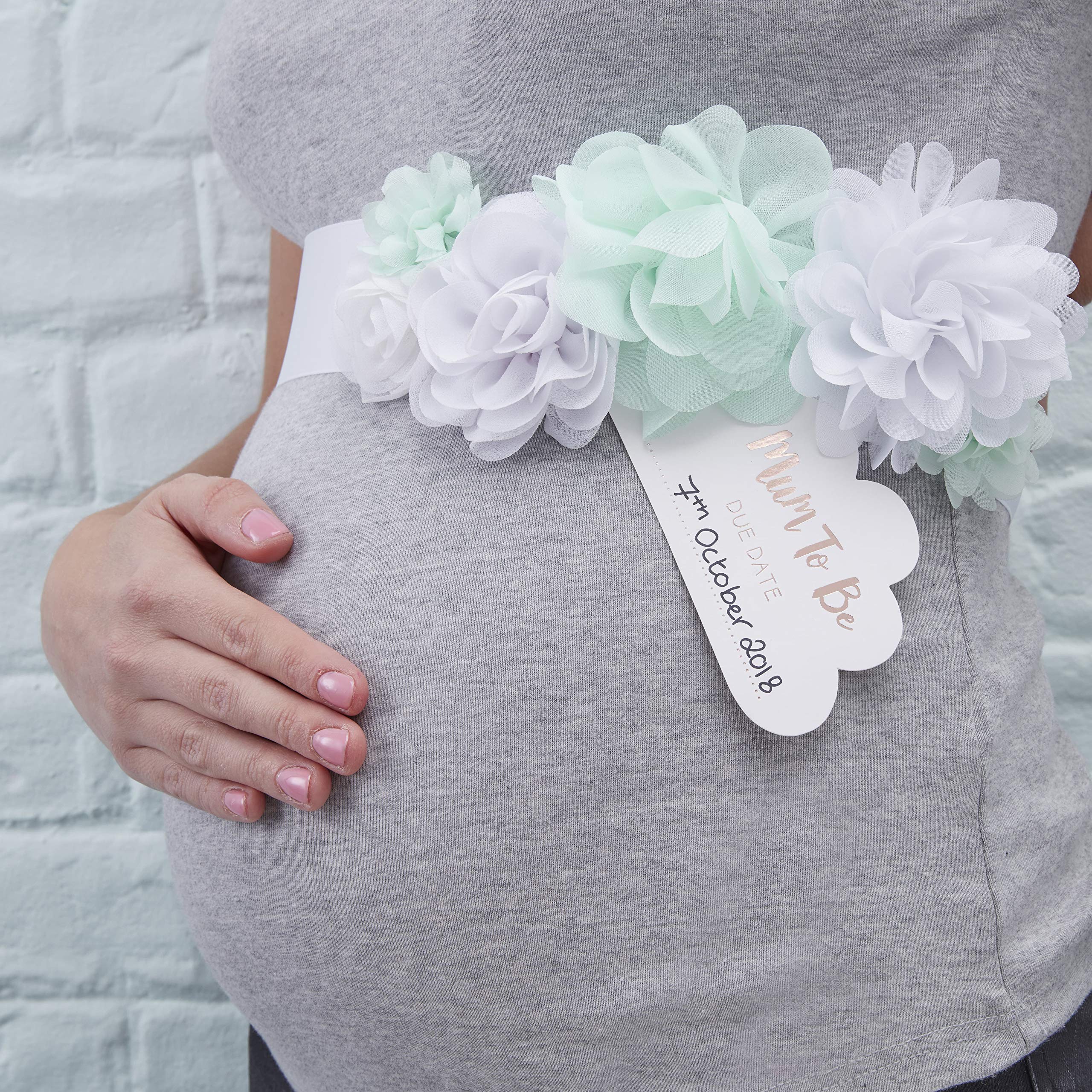 Ginger Ray Mum to Be Baby Shower Sash - Mint & Rose Gold - Hello World