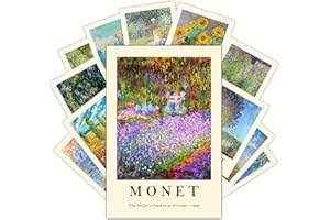 HK Studio Claude Monet Wall Art Posters Decal 8" x 12" Pack 12 - Bring Famous Vintage Aesthetic Posters to Dorm, Bedroom, Living Room, Apartment, Office