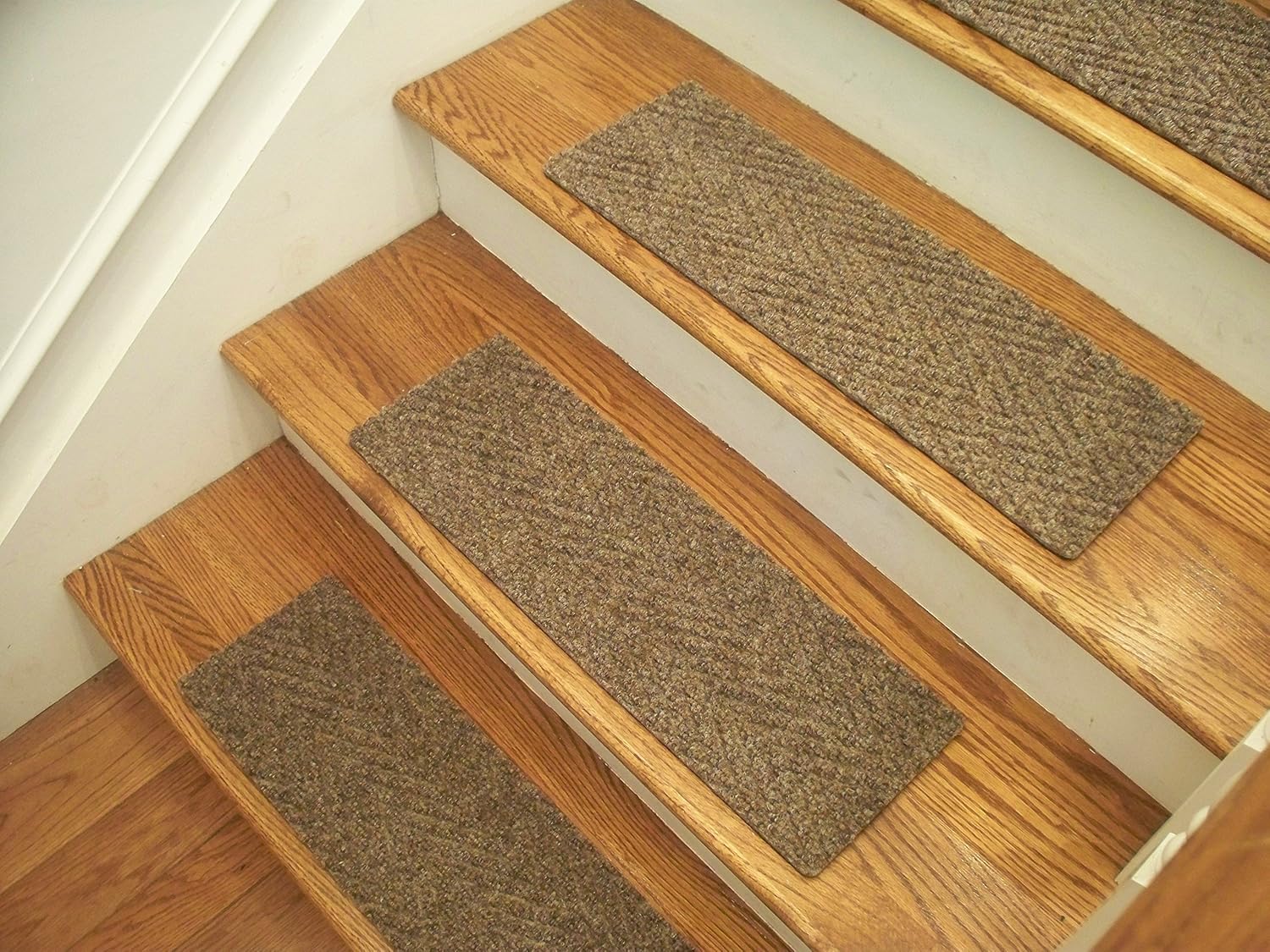 Essential Carpet Stair Treads Style Herringbone Color