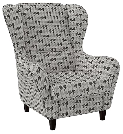 Supellex, Ohrensessel/Fernsehsessel Sofia mit Hocker, Dessin: Hahnentritt