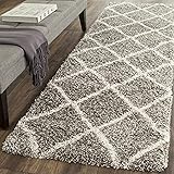 Safavieh Hudson Shag Collection SGH281B Grey and Ivory Moroccan Diamond Trellis Runner (2'3" x 16')