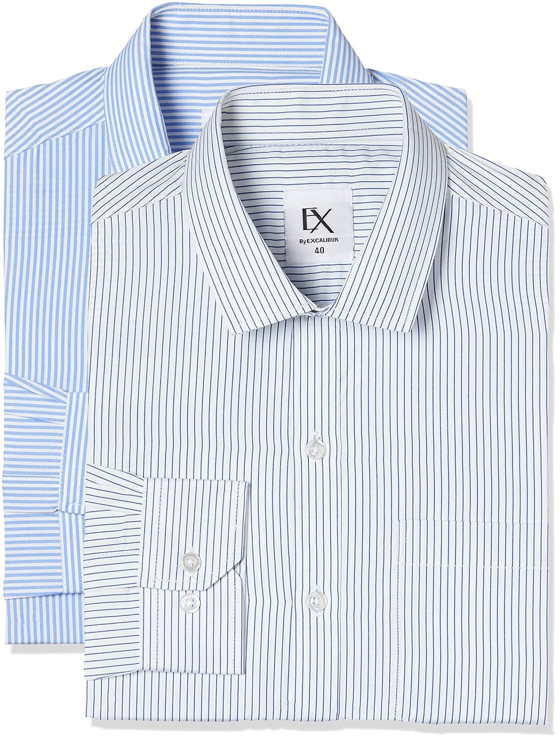 ex by excalibur men's solid regular fit formal shirt (pack of 2)