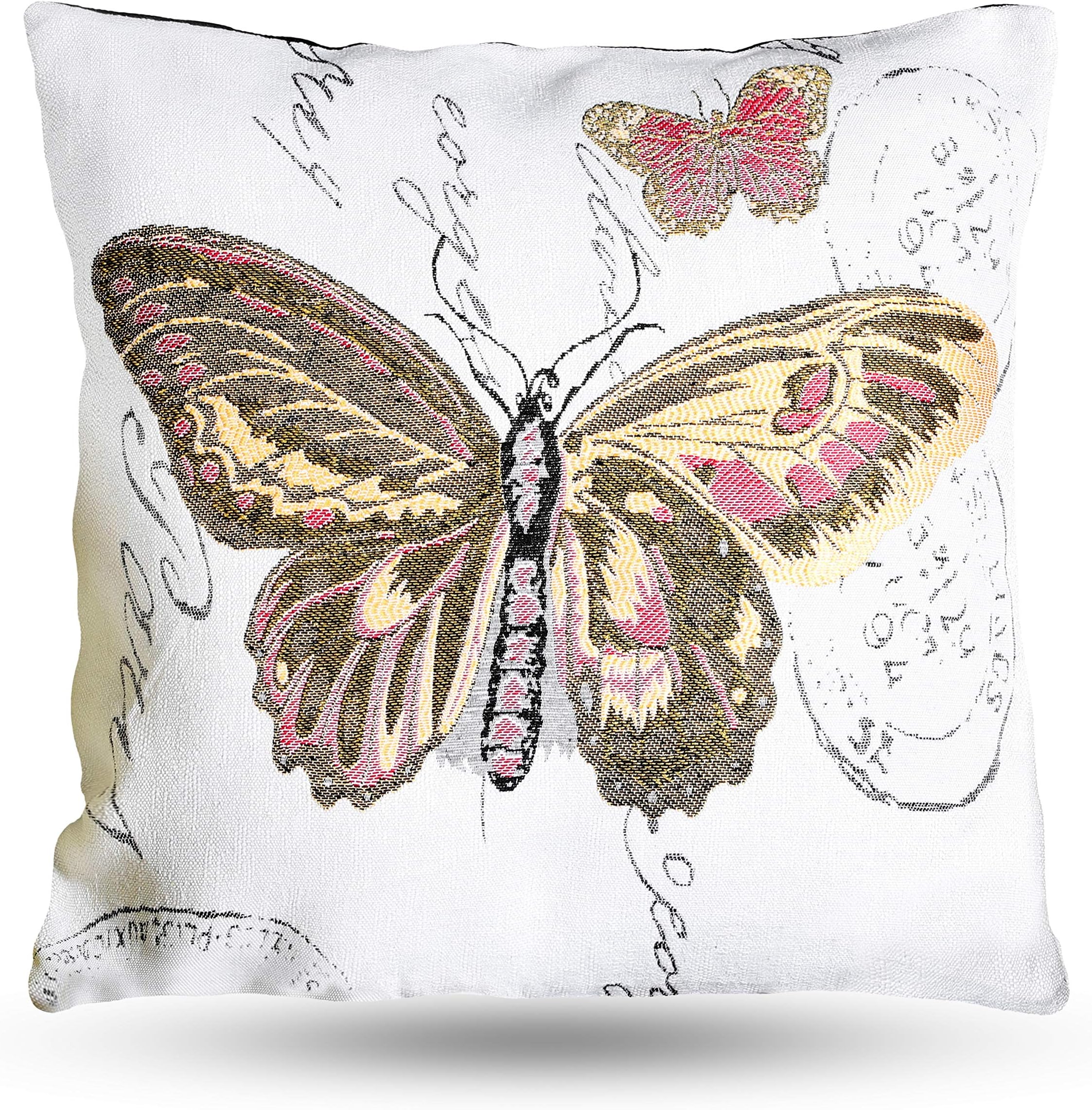 Adam Home Square Cushion Covers (4 Pack, Butterfly) - Decorative Pillowcases with Zipper - Sofa and Bed Square Pillow Cover - Soft Throw Sham cover 45 x 45 CM (18 x 18 Inch).