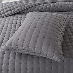 WDCOZY Dark Grey Queen Size Quilt Bedding Sets with