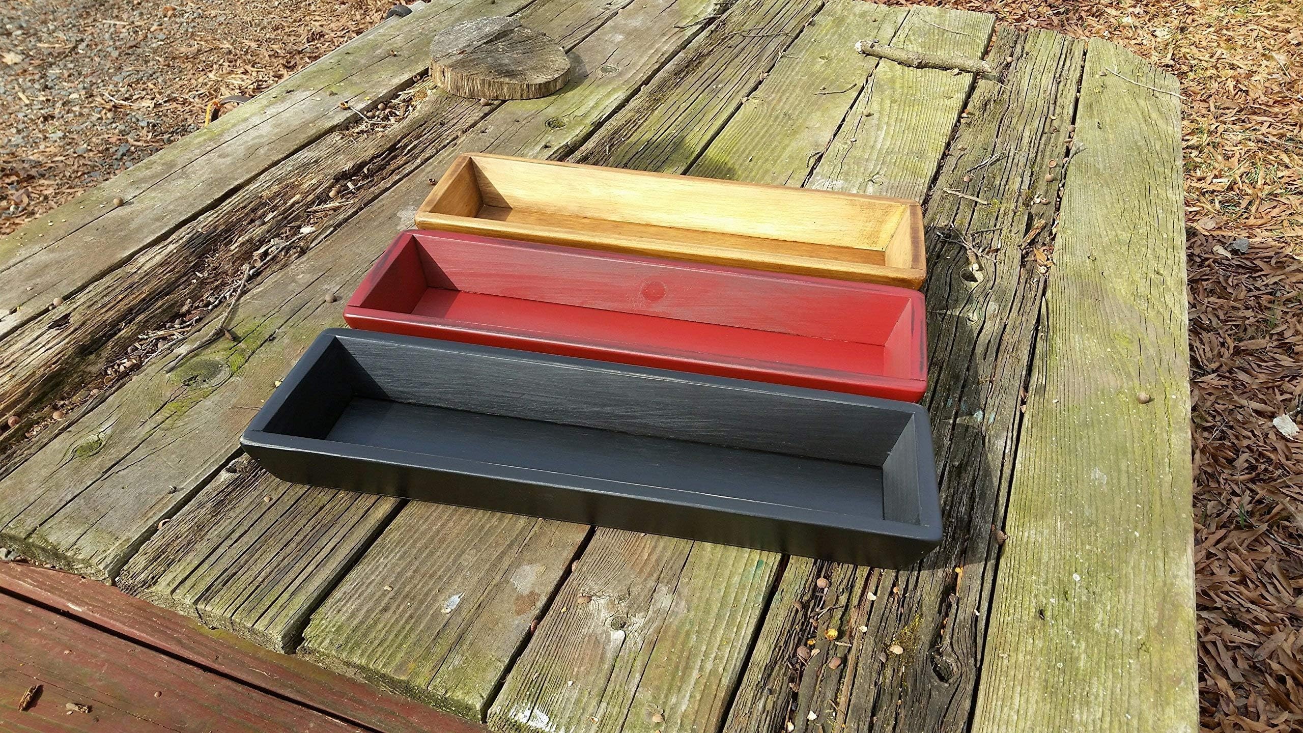 20" Country Rustic Farmhouse Wooden Rectangular Candle Tray Centerpiece