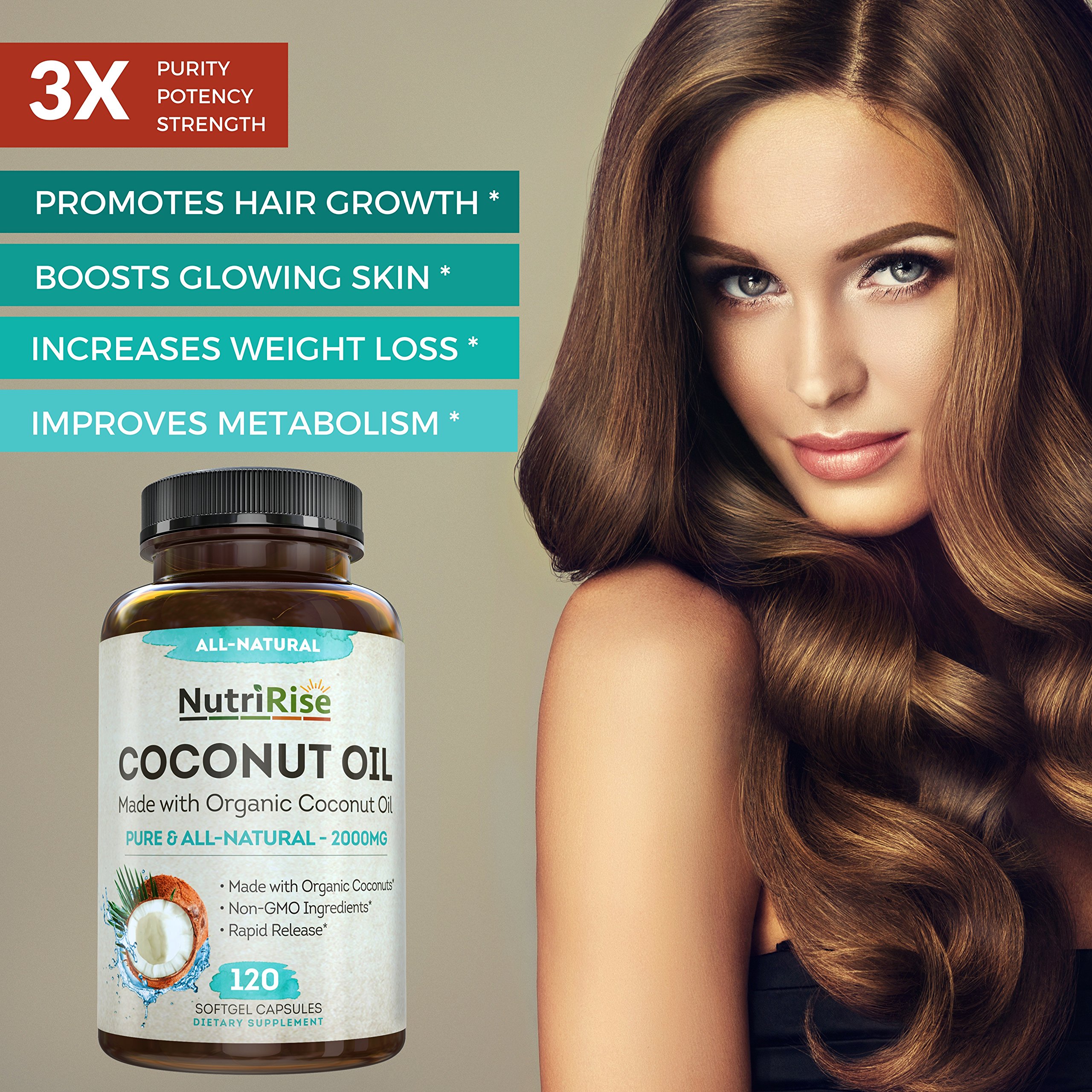Coconut Oil Capsules 2000 MG. 100 Pure Extra Virgin Coconut Oil