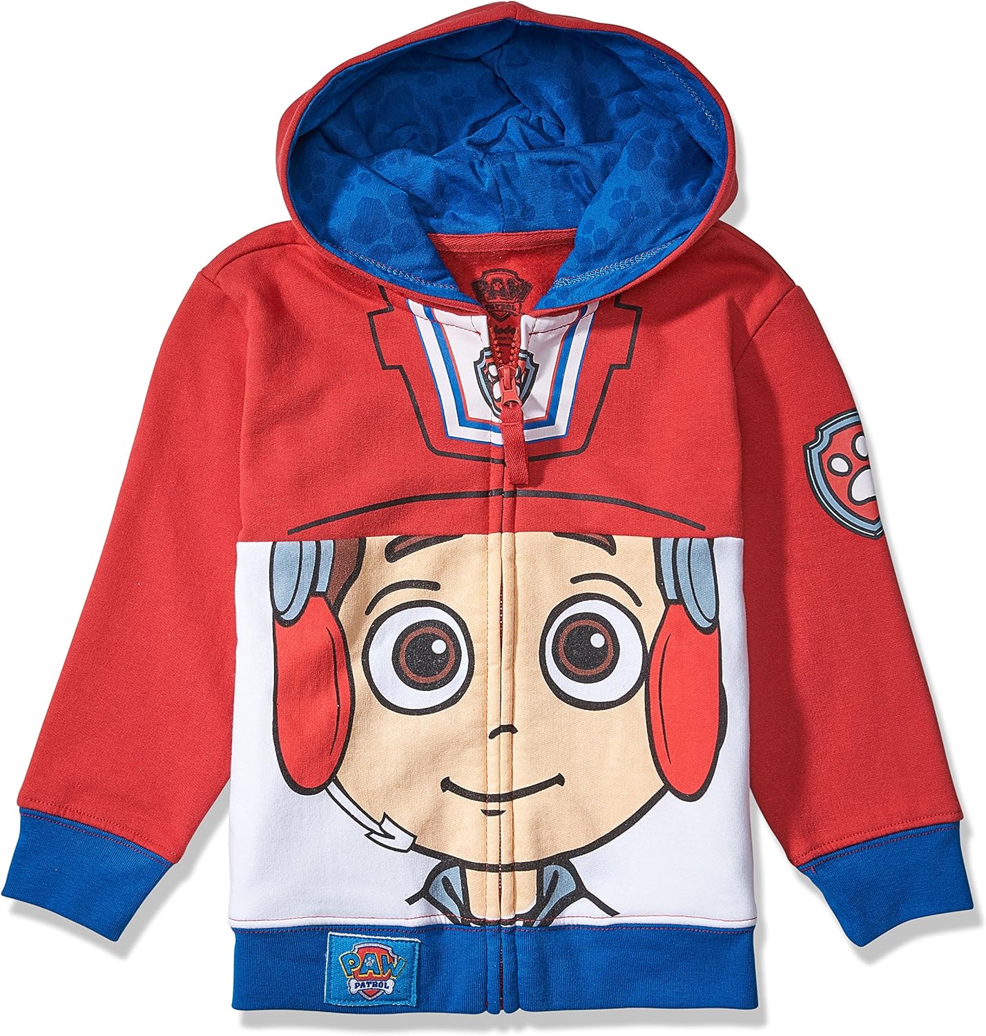 Paw Patrol Boys' Toddler Character Big Face Zip-up Hoodies: Clothing