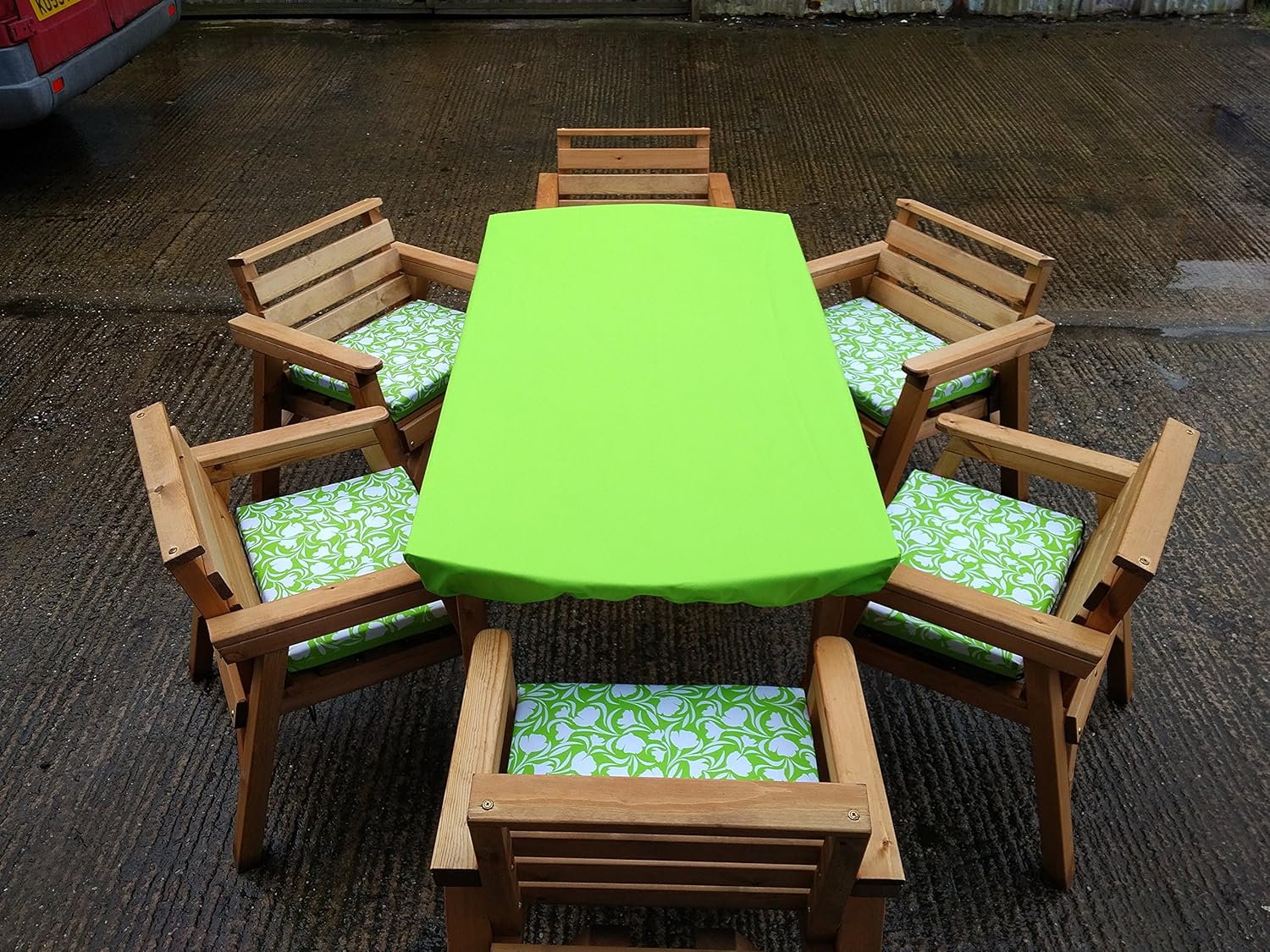6 'Esstisch 6 Stühle Holz Garten Möbel Set. Mit Kissen Set ...