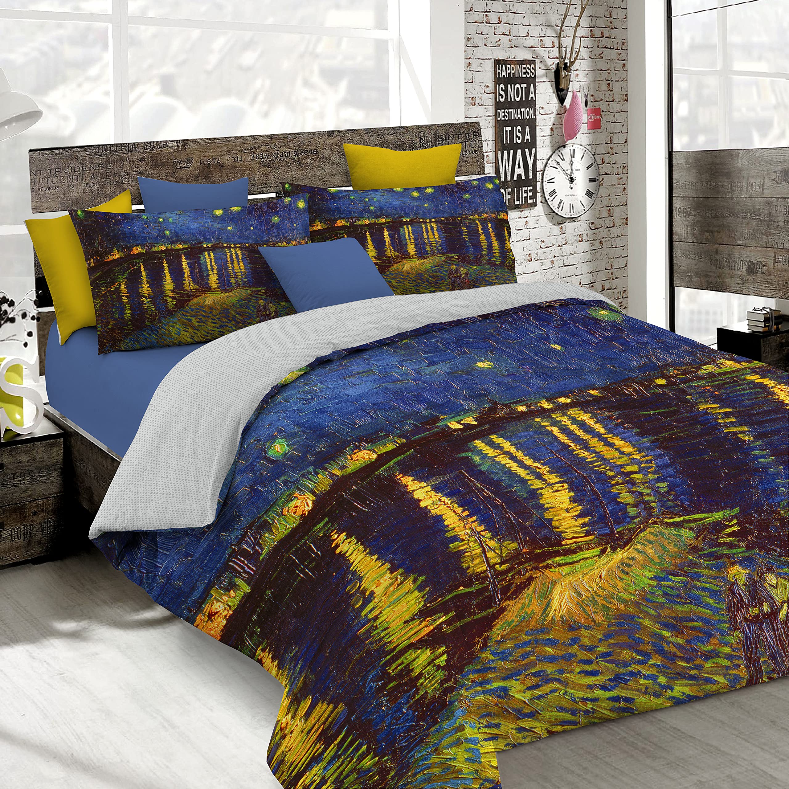 Italian Bed Linen Duvet cover set with full coverage digital print,250x200cm, SD52, Cotton, DOUBLE