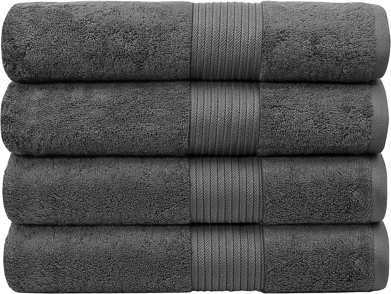 Bliss Luxury Bath Towels Set - 34" x 56" Extra Large Premium Quality Bath Sheet - 650 GSM - Soft Combed Cotton, Absorbent (Dark Grey, 4 Pack): Home & Kitchen