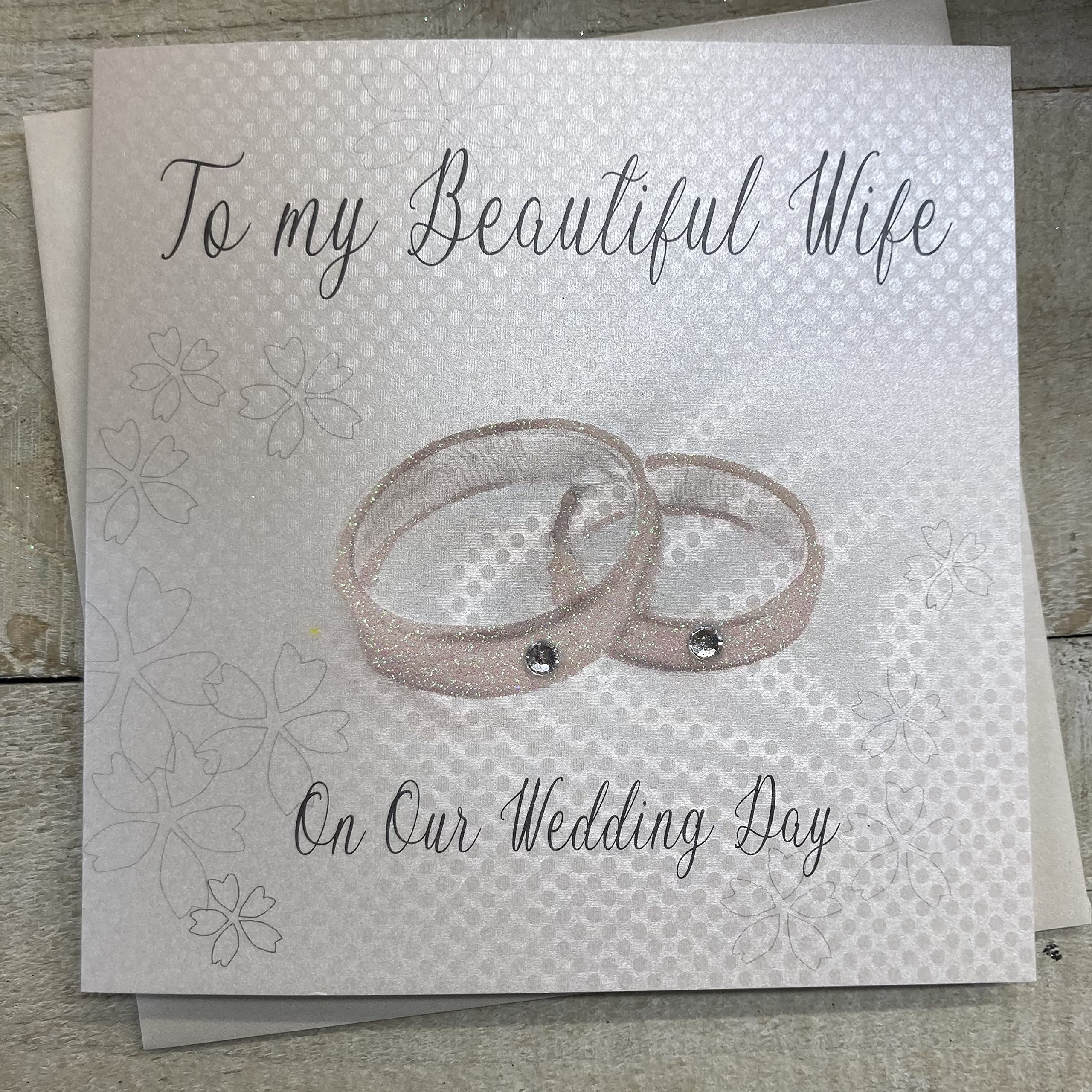 White Cotton Cards To My Beautiful Wife on Our Wedding Day, WB25 NEW
