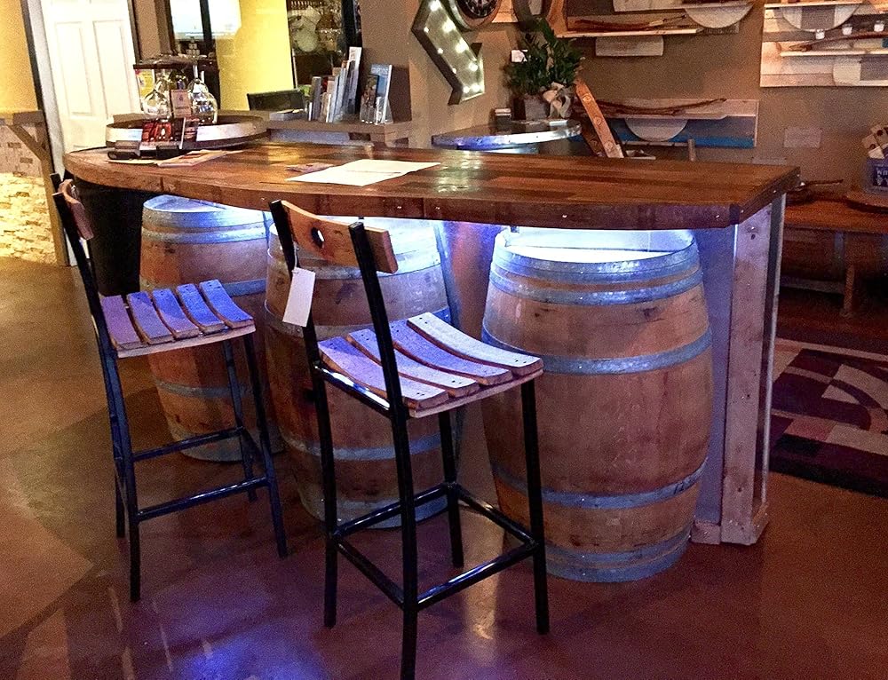 Amazon.com: Wine Barrel Bar with Hardwood Bar Top: Handmade