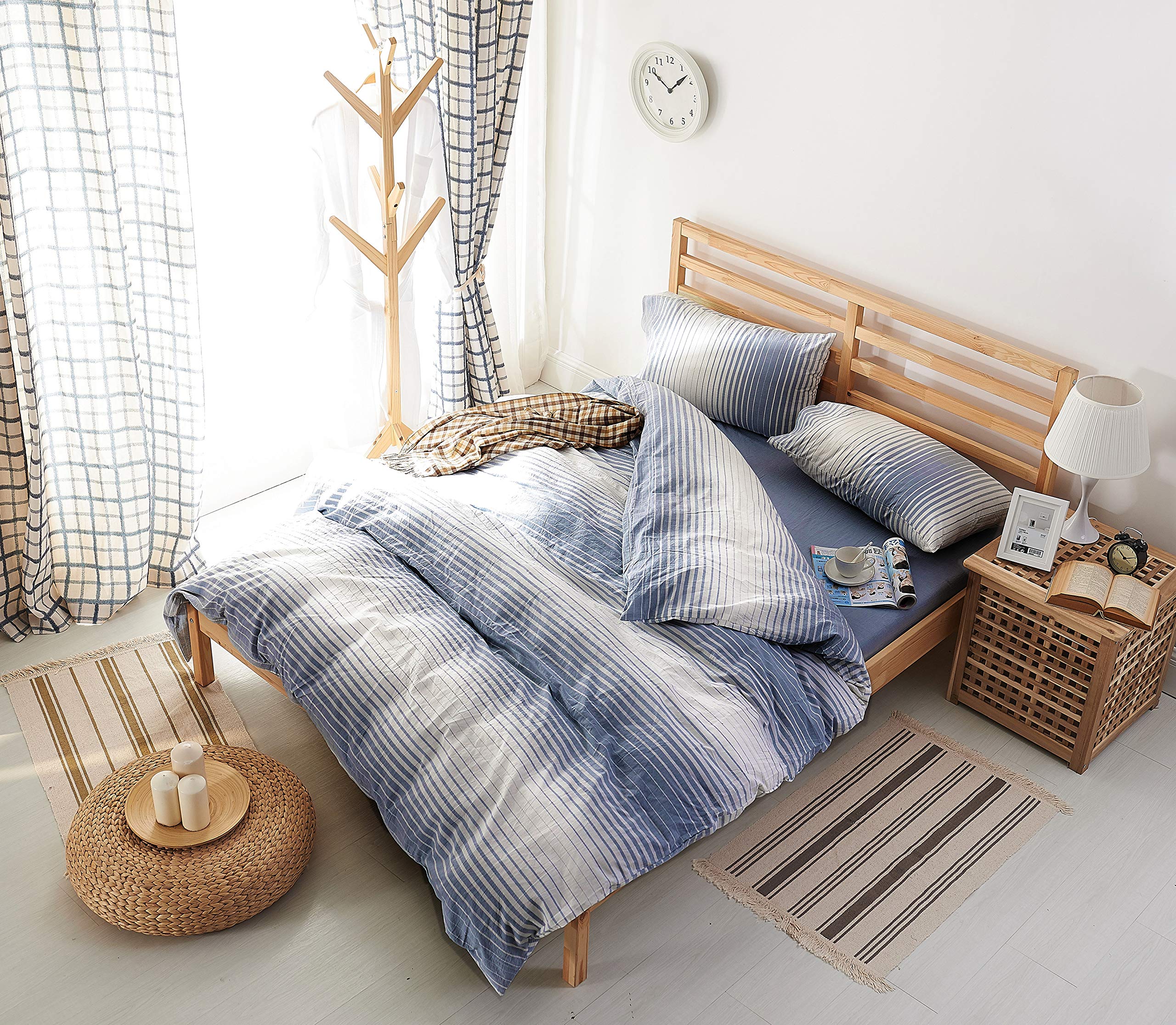 Classic Chambray Bedding 100 Washed Cotton Duvet Quilt Cover 3pc Set