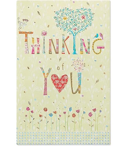 Papyrus Grußkarte 'Thinking Of You' Mit Glitzerstein – Dankeskarte Für Besondere Freundschaft (17,8x17,8cm)