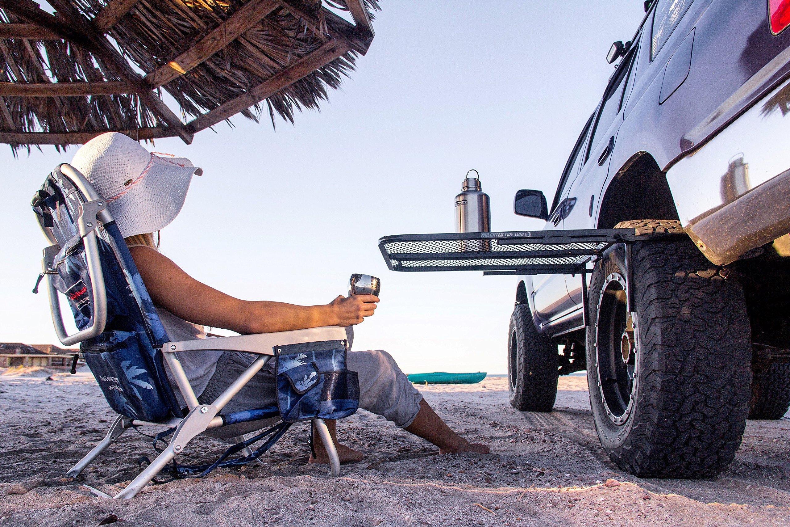 Tire Table Vehicle TireMounted Steel Camping, Travel, Tailgating and