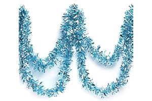 Anderson's Metallic Tinsel Twist Garland, Light Blue - 4 inches Wide x 25 feet Long, Parade Float Decorations for Trailer, Metallic Tinsel Garland, Christmas Garland Décor for Home and Party
