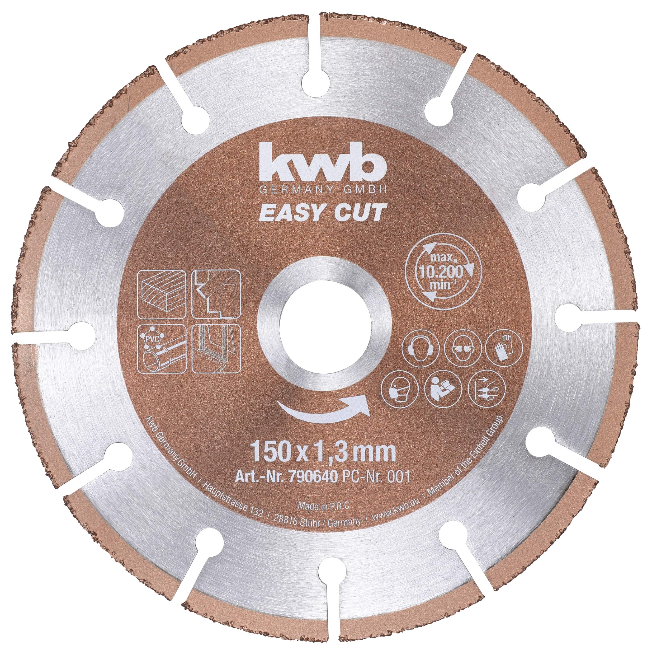 kwb 790640 Easy-Cut Universal Carbide Cutting disc 150 mm x 1.3 mm, Flex disc f. Div. Materials, Hole 22.23 mm, 150mm