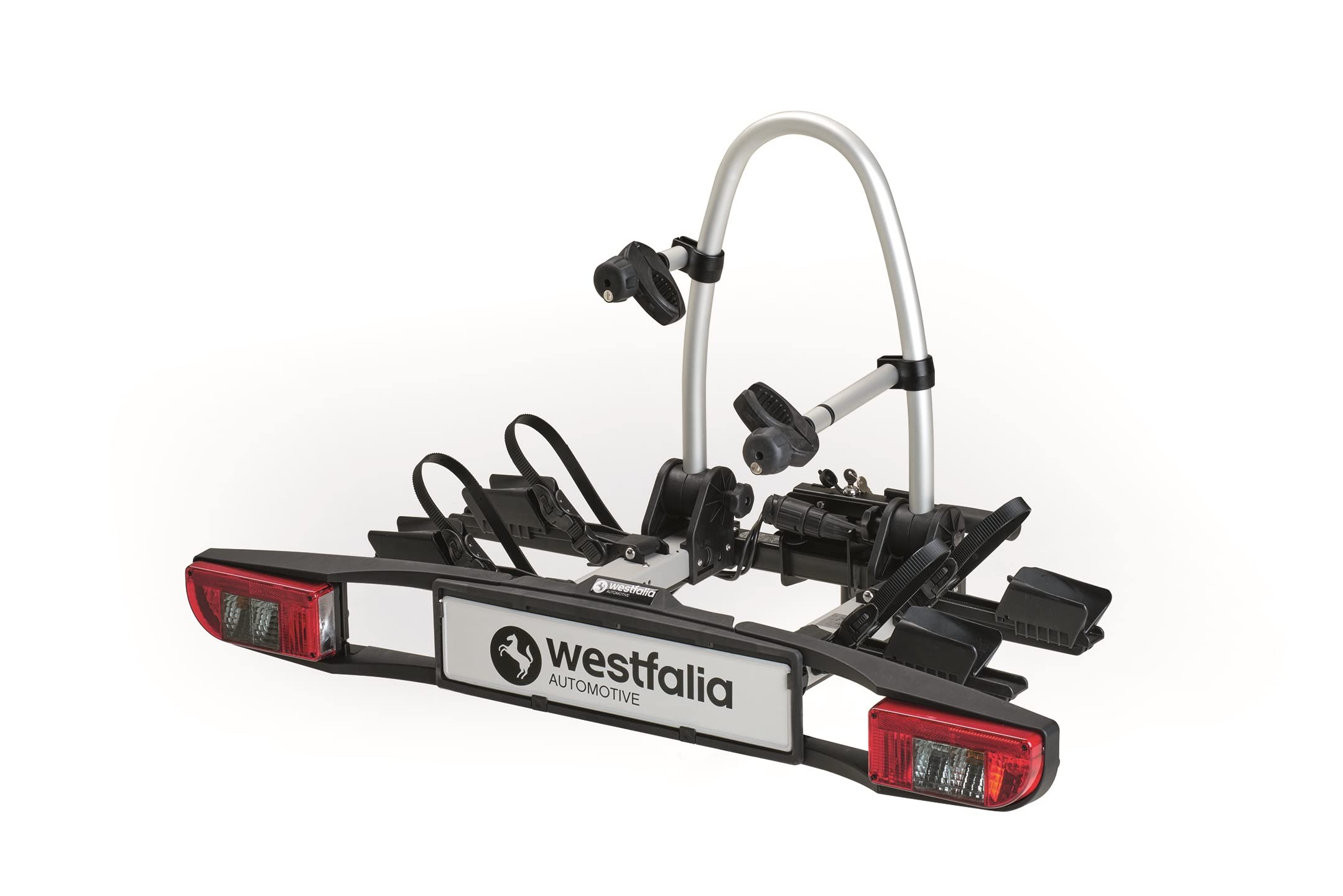 Westfalia BC 60 Bike Rack for Towbars| Bike Carrier for 2 Bicycles | Suitable for E-bikes | Foldable, black, silver