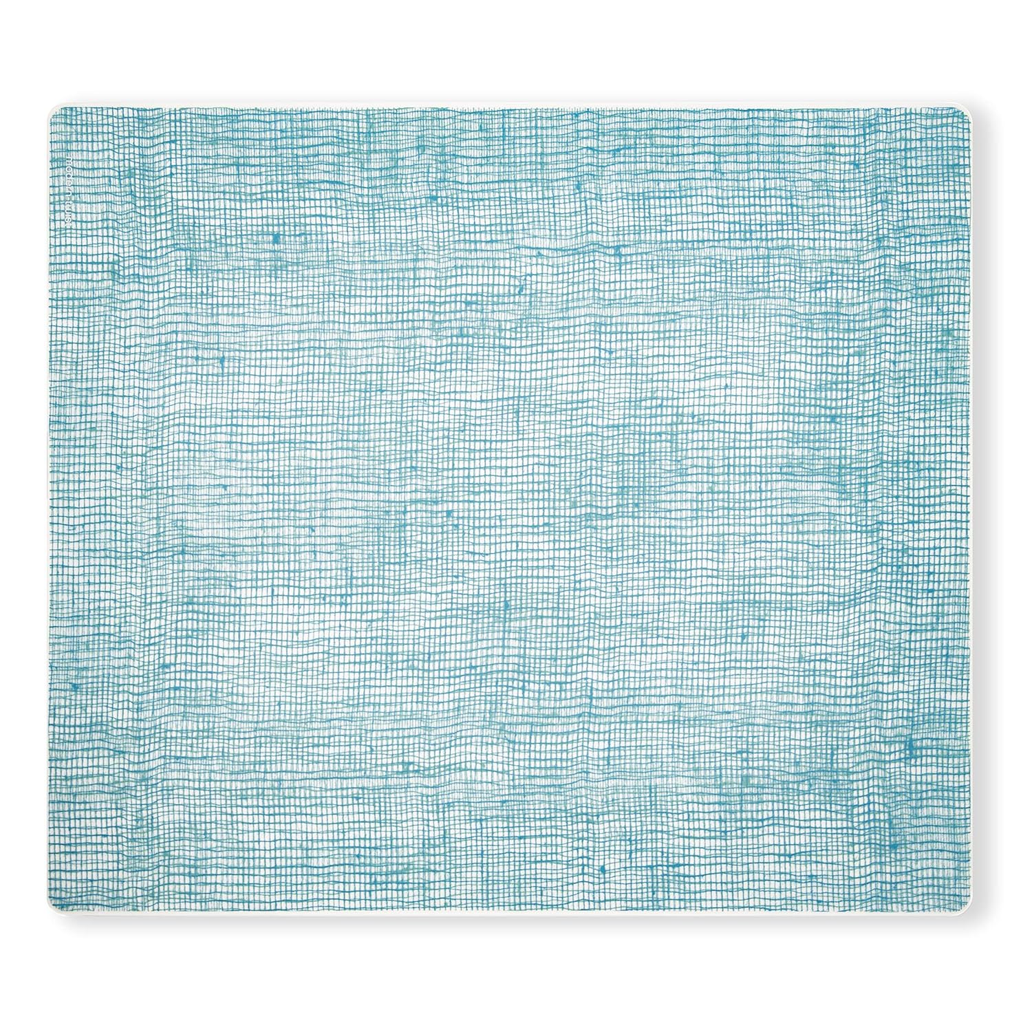 modern-twist Linen Print Placemat 100% plastic free silicone, waterproof, adjustable, dishwasher safe, Rectangle, Seafoam