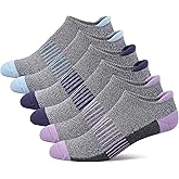 Women's Athletic Ankle Socks with Heel Tab, Premium Cotton, Soft Cushion, Reinforced Toe, Arch Support, Pack of 6