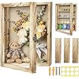Houstimi 11x16 Large Shadow Box Frame Deep Shadow Box with Shelves Pet Memorial Shadow Box Display Case with Linen Back for Flowers, Pictures, Medals, Coins, Pins Collection and More(Original Wood)