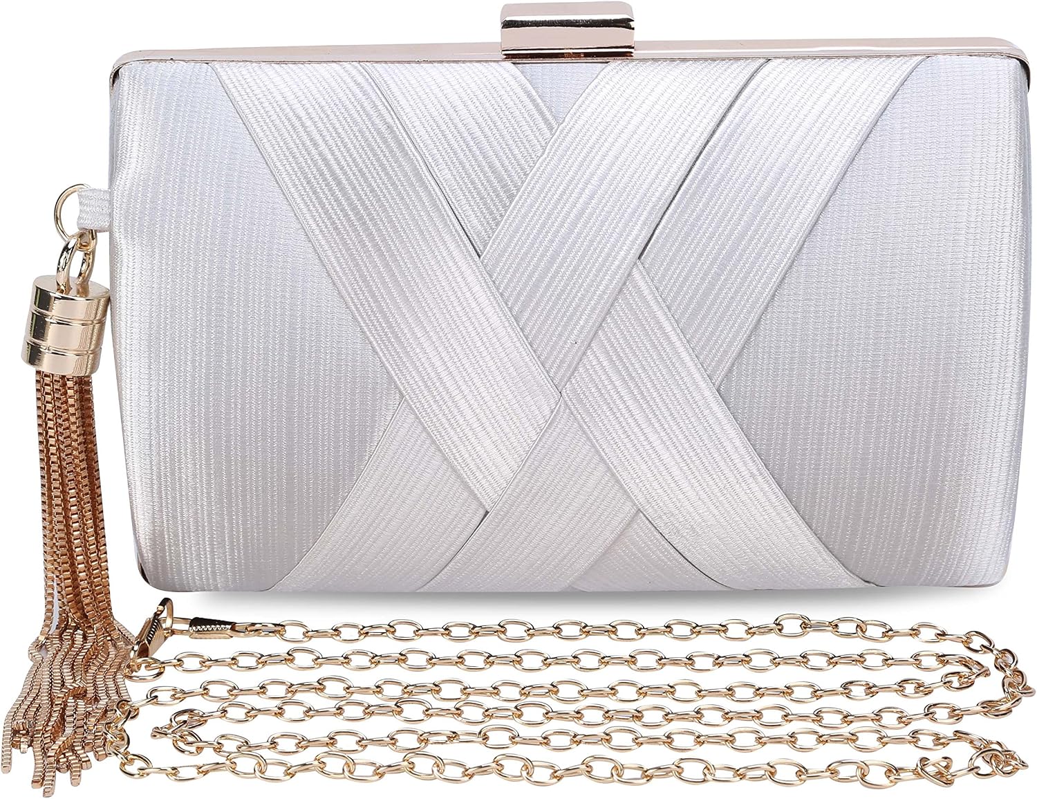 SYMALL Women Handbag with Fringes Tassels Elegant Evening Bag for Women Wedding Party Evening Bridal Bag Vintage Retro Silk 17cm * 7cm * 10cm - Image 3