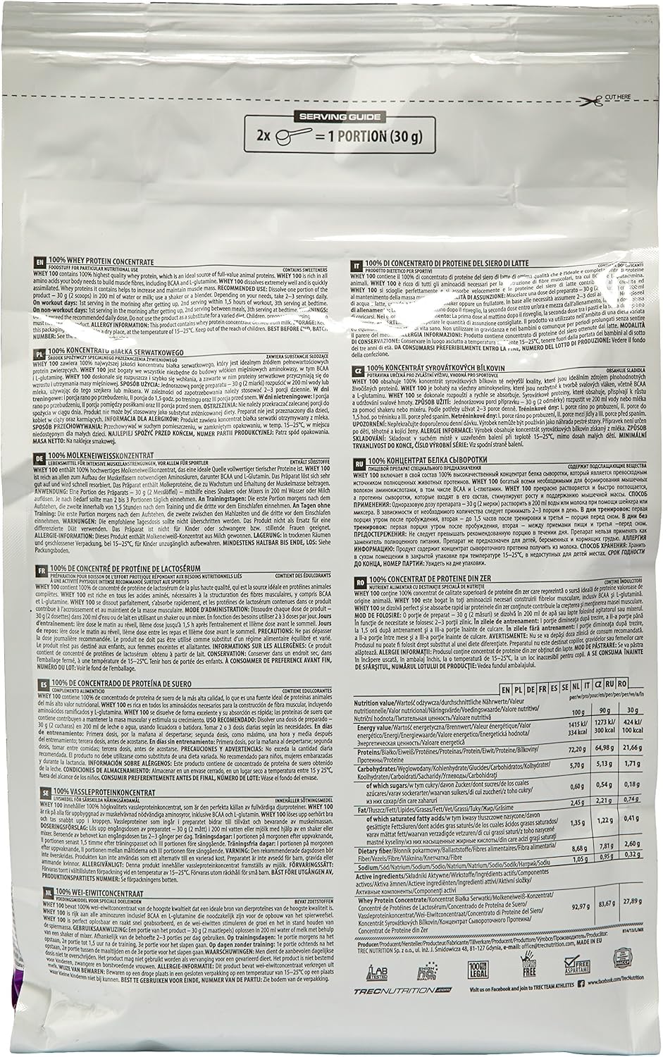 Trec Nutrition WHEY 100 - Cookies - 900G - Premium Whey Protein Concentrate for Muscle Growth, 900 g - Image 3