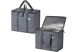 VENO 2 Pack Cooler Bag and Insulated Grocery Bags for Food Delivery, Collapsible Cooler Reusable Shopping Bags for Groceries 