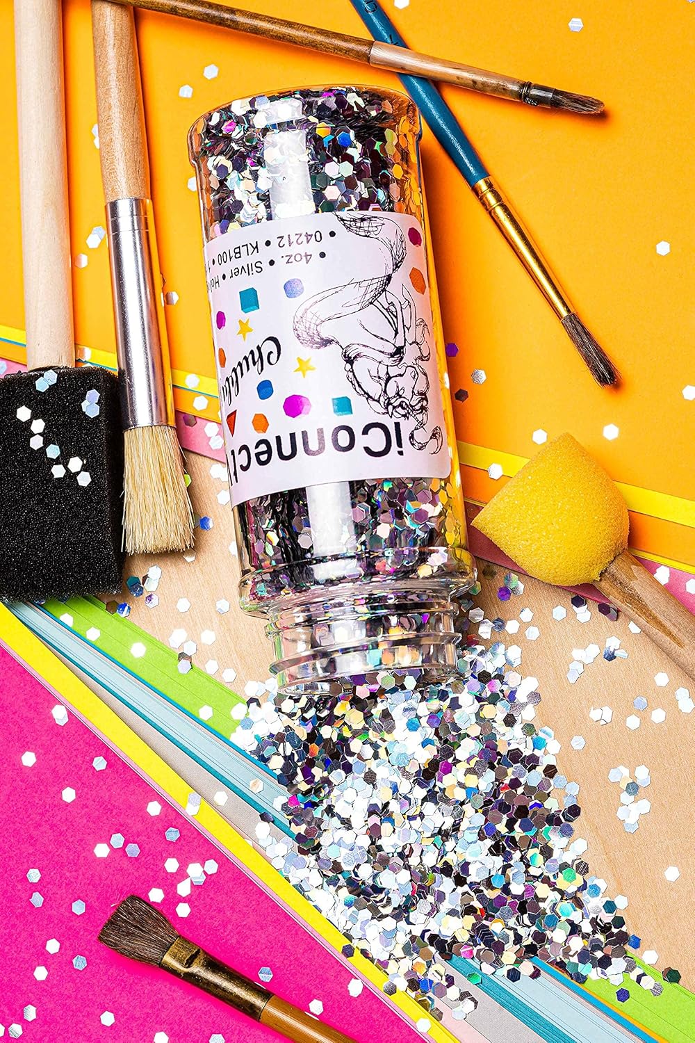 Amazon Com Iconnectwith Glitter Silver Chubby Holographic Glitter Multi Use For Crafts Decorations Nail Art Makeup Tumblers Resin Art And Diy Projects Kitchen Dining