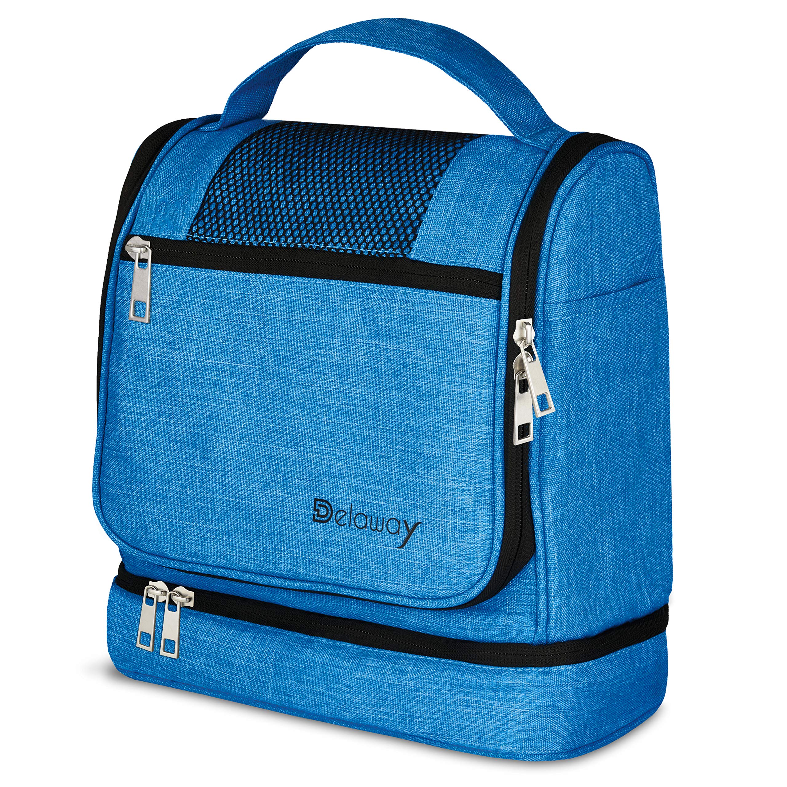 DELAWAY XXL Hanging Toiletry Bag [Design 2026] Large Toiletry Bag for Women, Men with Suitcase Holder and Separate Wet Compartment - Wash Bag for Men & Women, Light Blue New, XL, XXL toiletry bag
