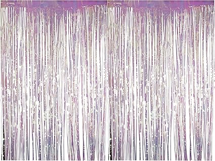 Amazon Com Foil Fringe Curtains 2 Pack Holographic Foil Curtain